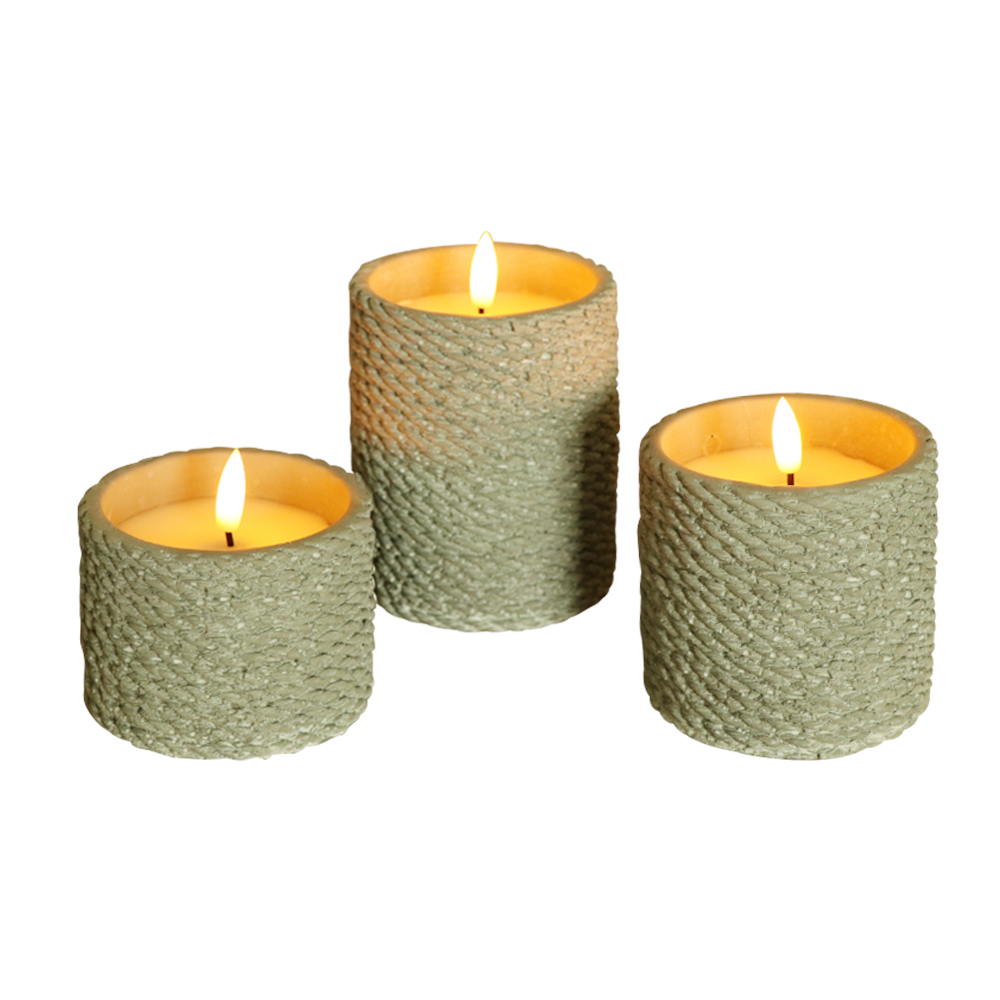 Cougie de ciment cylindrique à LED 3D Wick Wick