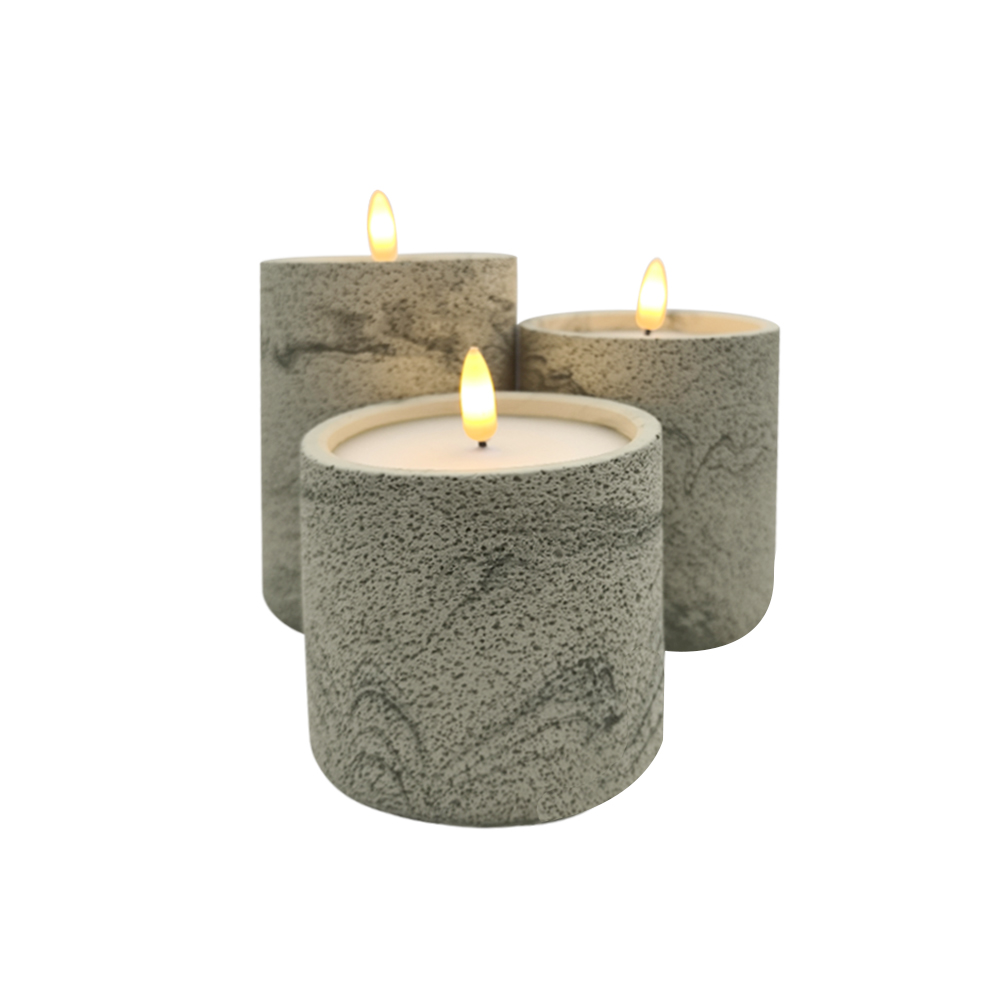 Bougie en béton de ciment Pilar en ciment gras 3D LED 3D