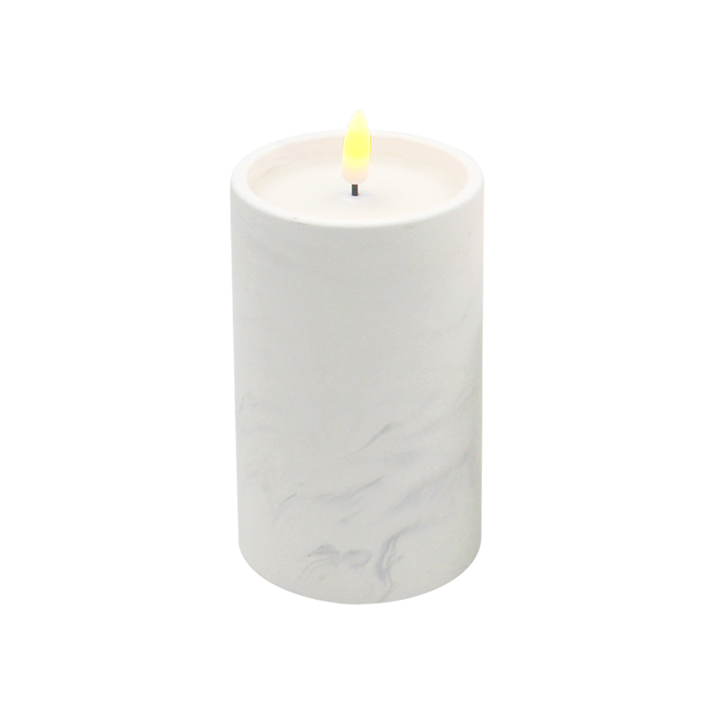 Bougie LED du ciment à motifs en marbre